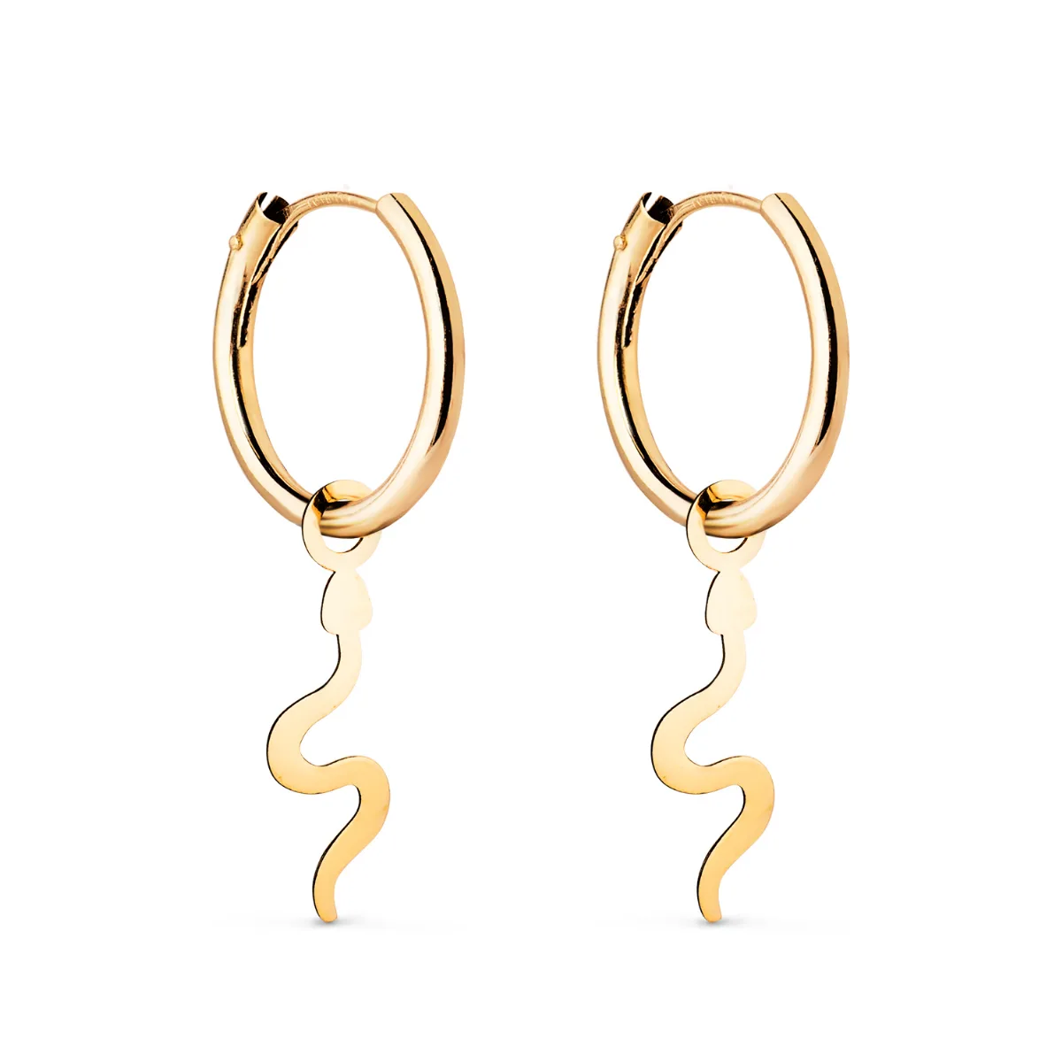 18K AROS ORO AMARILLO TUBO CON SERPIENTE LISA 12X5 MM. AROS: 12 X 1,5 MM