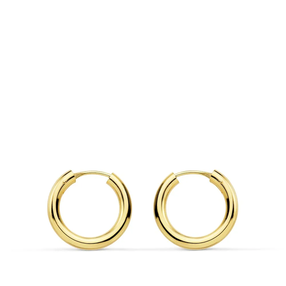 18K AROS ORO AMARILLO REDONDOS LISOS LIGEROS 16X2.5 MM
