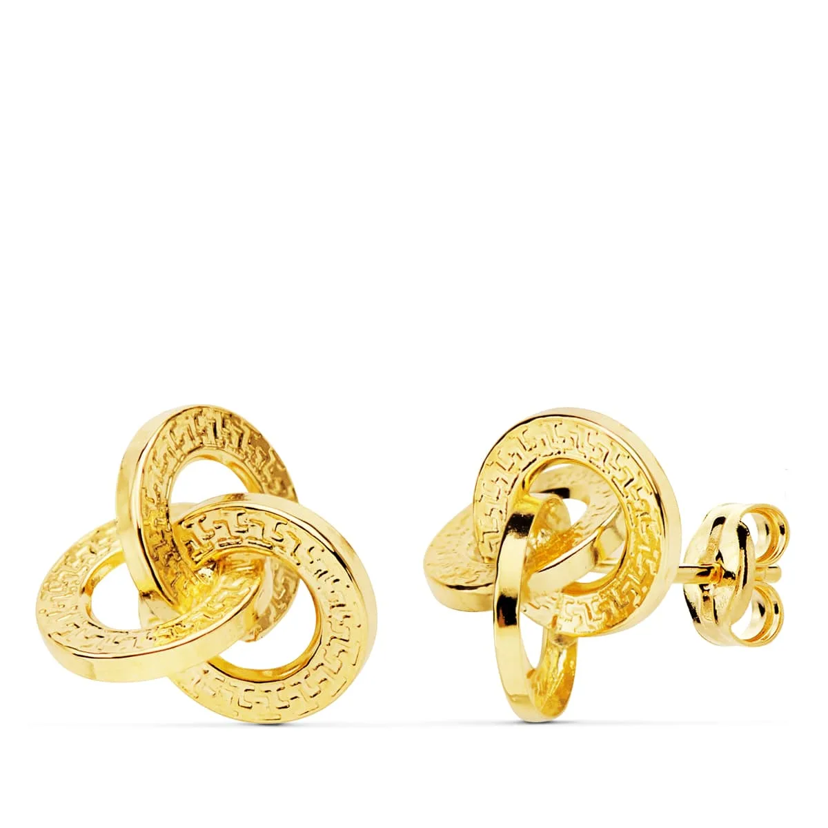 18K PENDIENTES NUDO ORO AMARILLO 12X12 MM PRESION