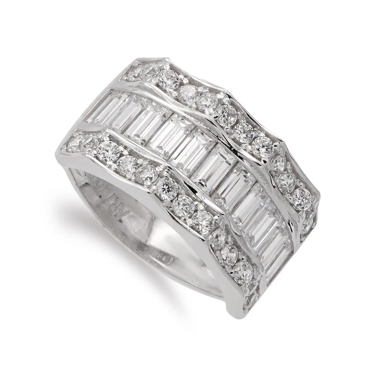 18K SORTIJA ORO BLANCO PIEDRAS Y CIRCONITAS. ANCHO 11 MM