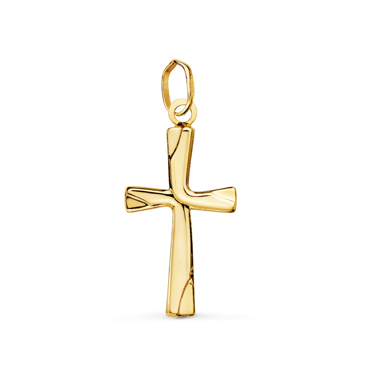 18K CRUZ ORO AMARILLO LISA EN BRILLO HUECA 21 X 12 MM