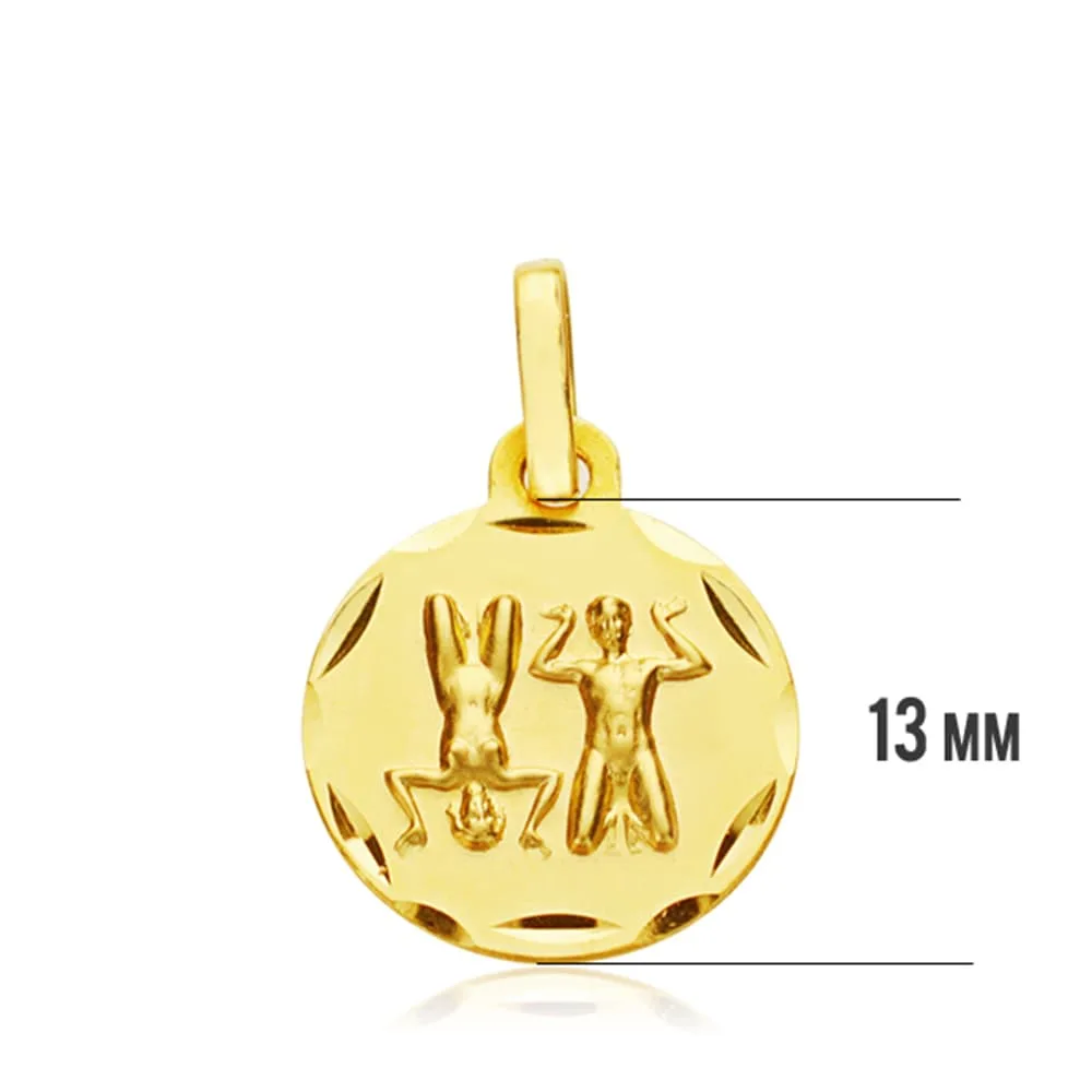 18K HOROSCOPO ORO AMARILLO GEMINIS 13 MM — vista 3