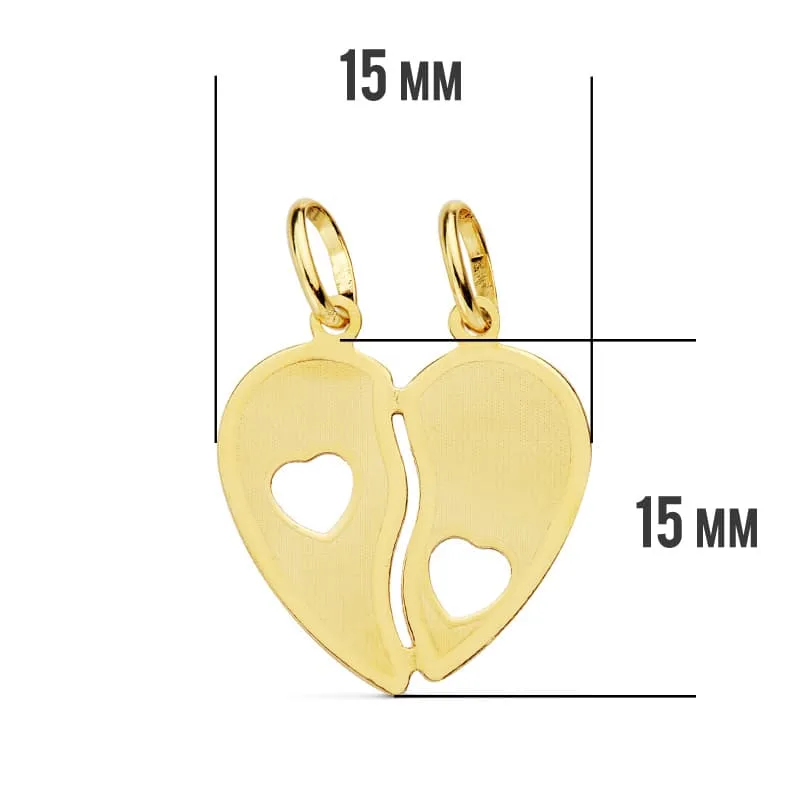 18K COLGANTE ORO AMARILLO CORAZON PARTIDO 15X15 MM C. AMOR — vista 2