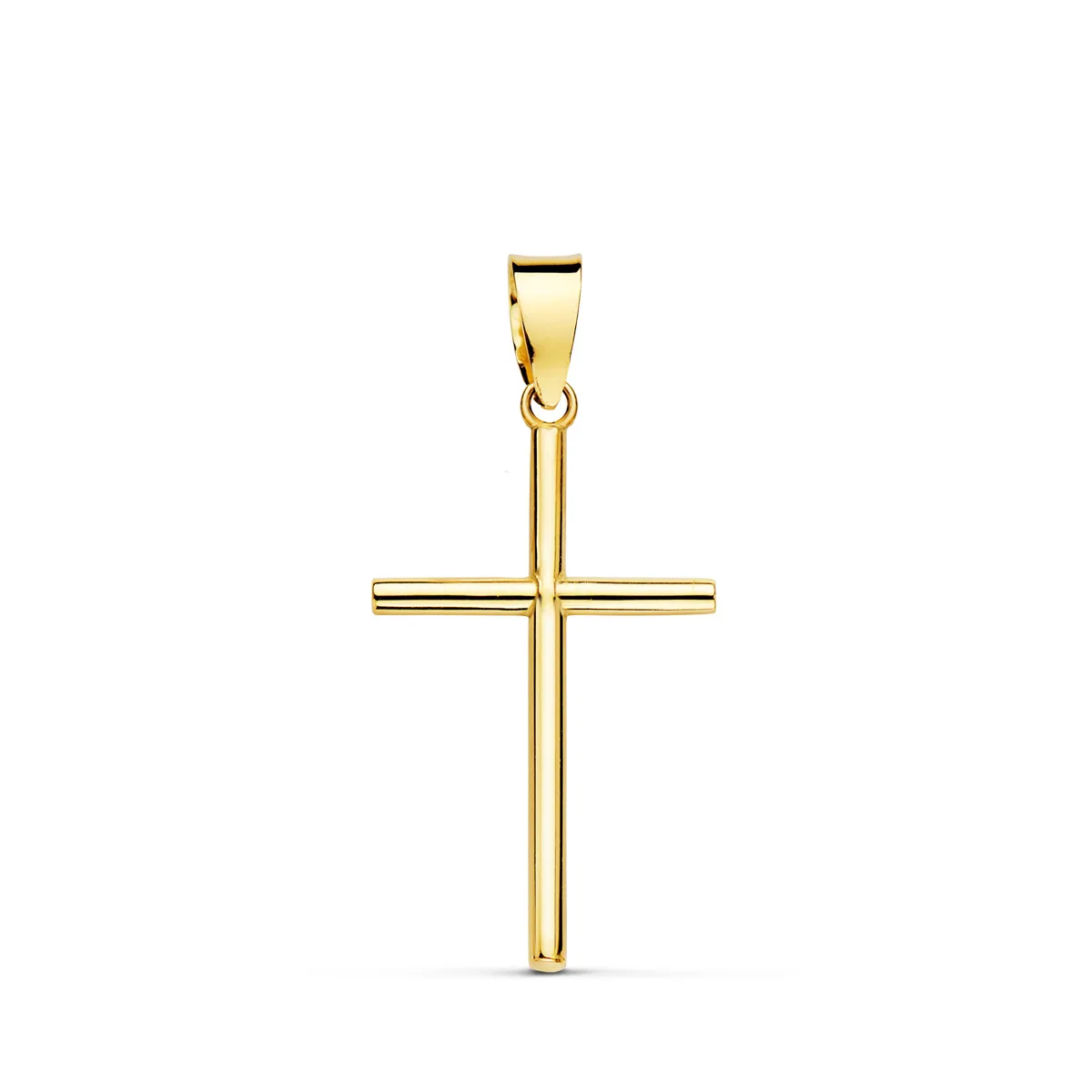 18K CRUZ ORO AMARILLO LISA TUBO 1.5 MM 21X13MM