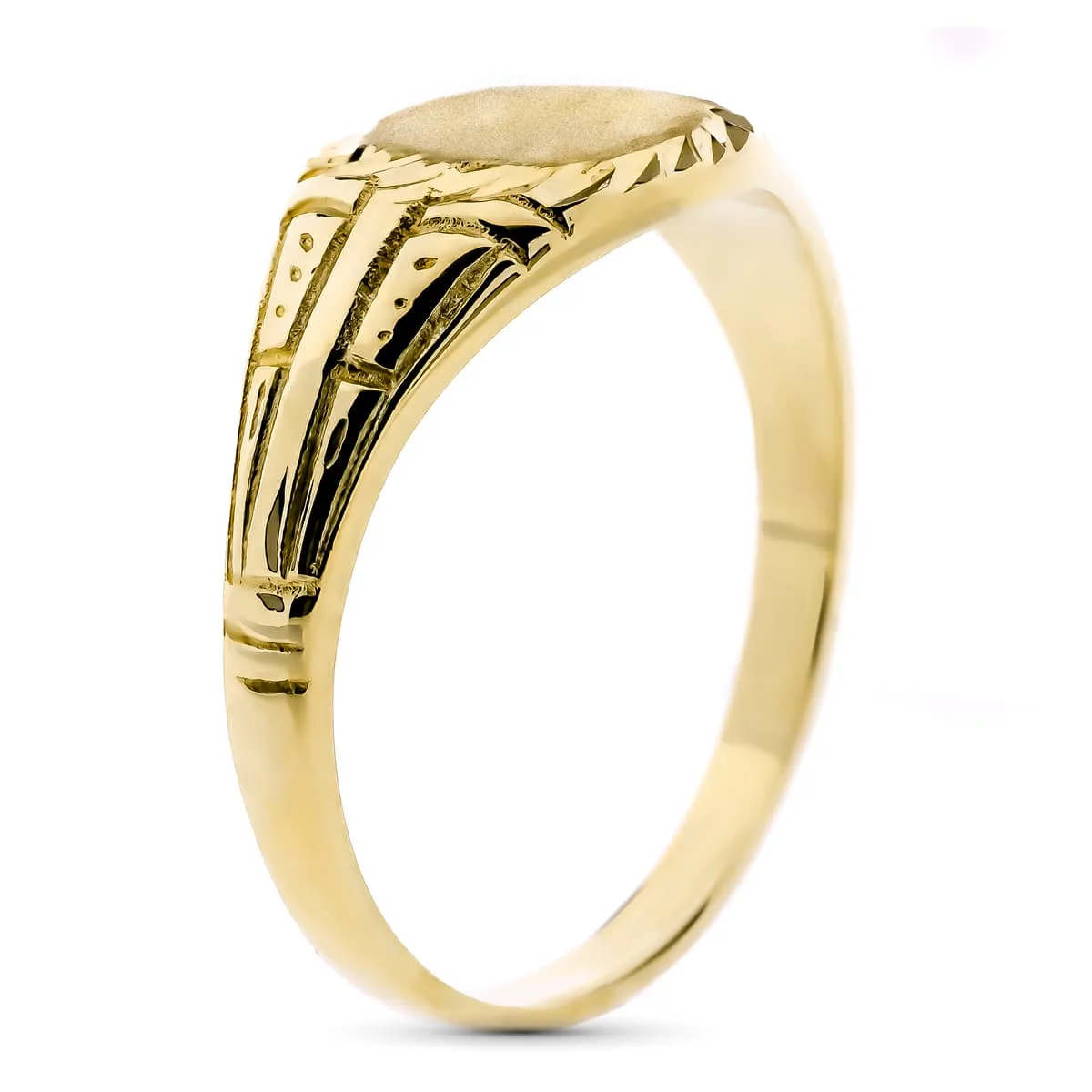 18K SELLO ORO AMARILLO MACIZO TALLADO ZONA GRABADO REDONDA 7 MM — vista 2