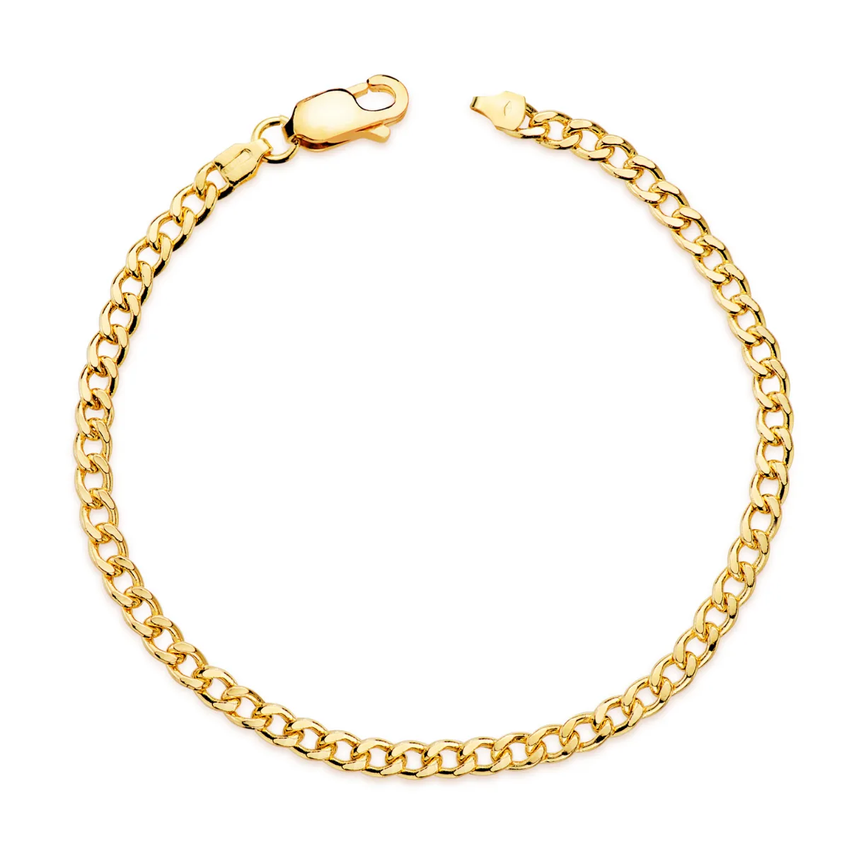 18K PULSERA ORO AMARILLO BARBADA HUECA ANCHO: 3,5MM LARGO: 19CM