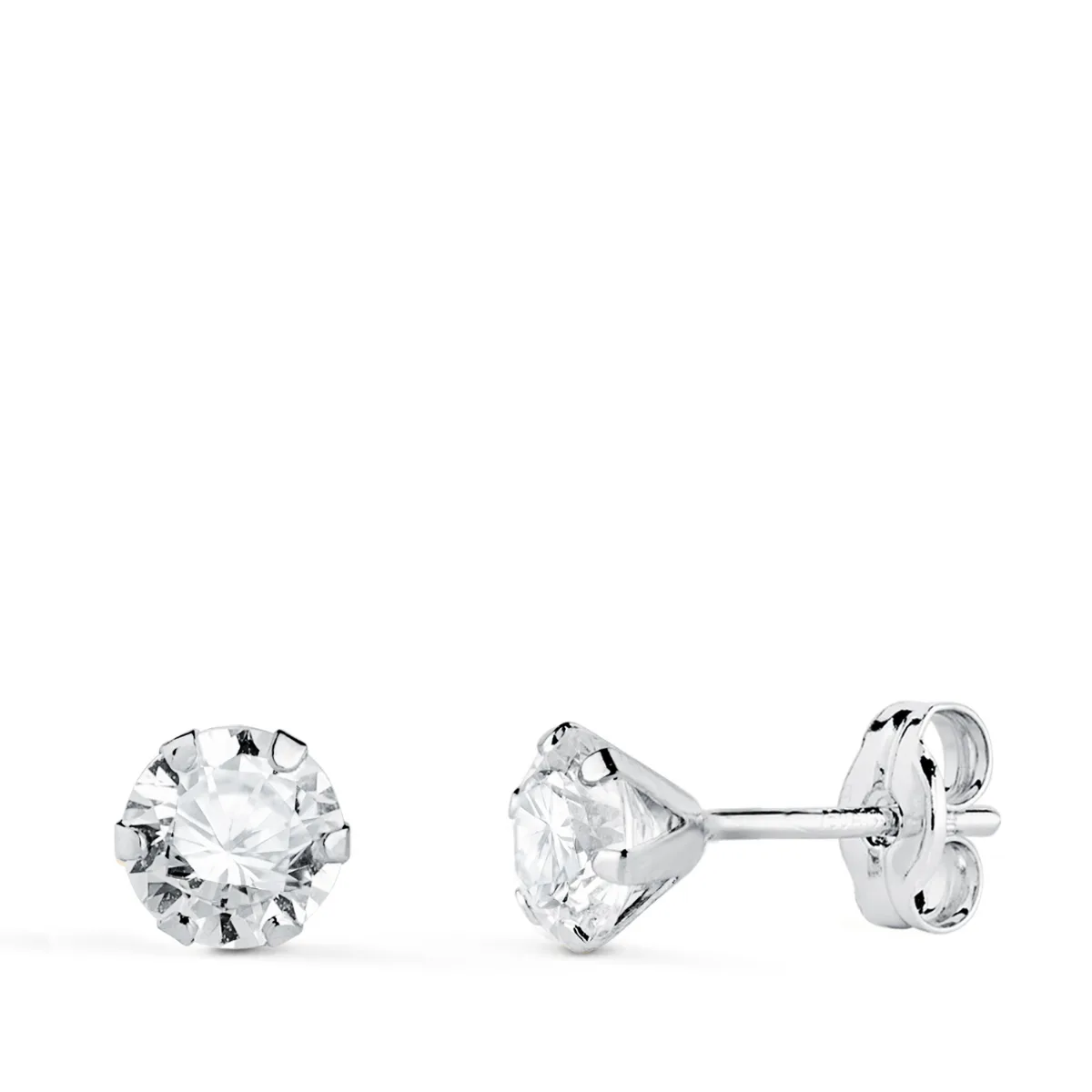 18K PENDIENTES ORO BLANCO 6 GARRAS CON CIRCONITA. ANCHO: 5 MM CIERRE PRESION