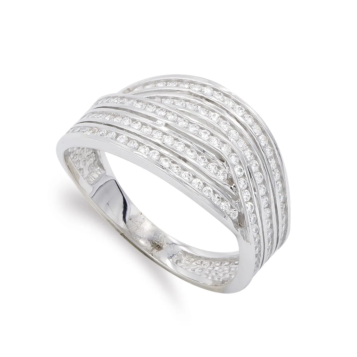 18K SORTIJA ORO BLANCO CON CIRCONITAS. ANCHO: 10,5 MM