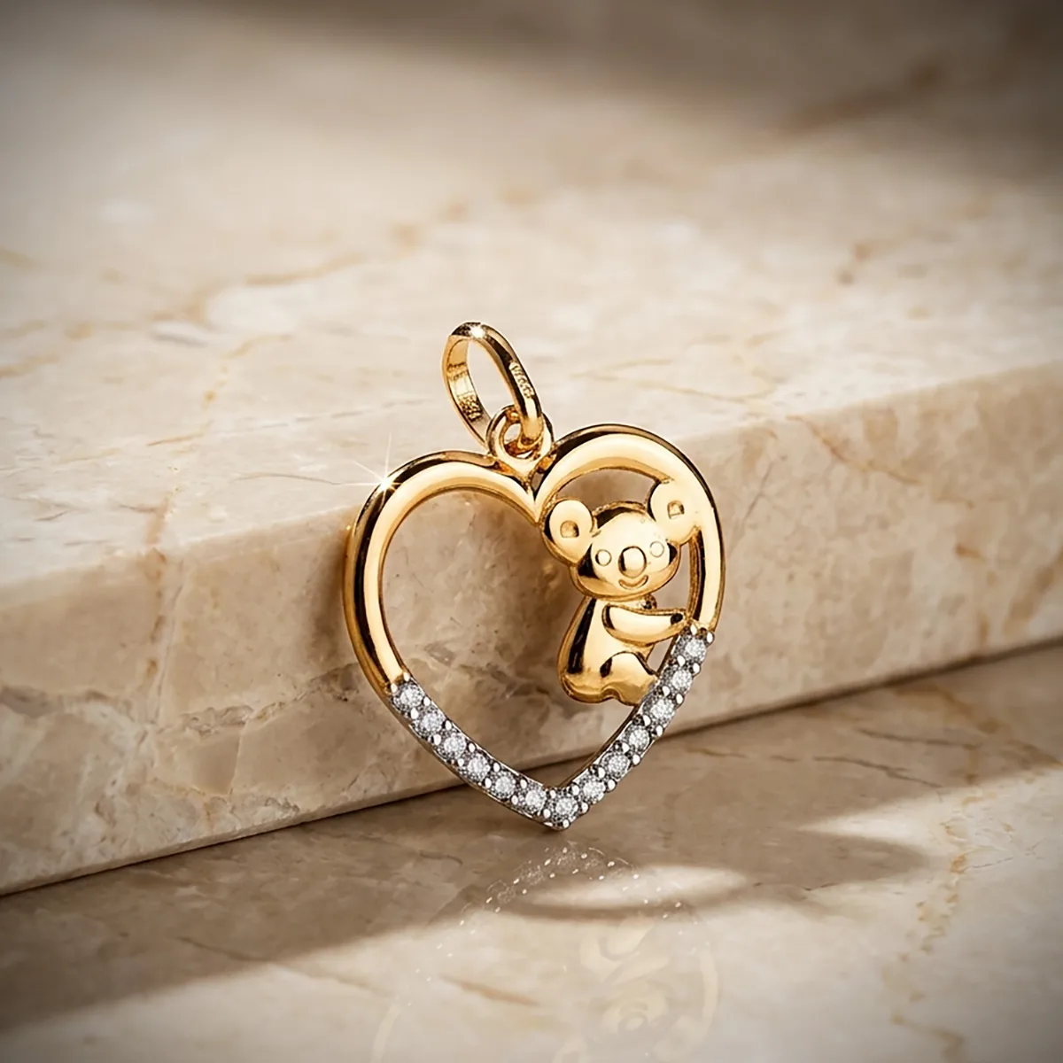 18K COLGANTE ORO BICOLOR CORAZON Y KOALA CON CIRCONITAS. MEDIDA: 16 X 15 MM — vista 2