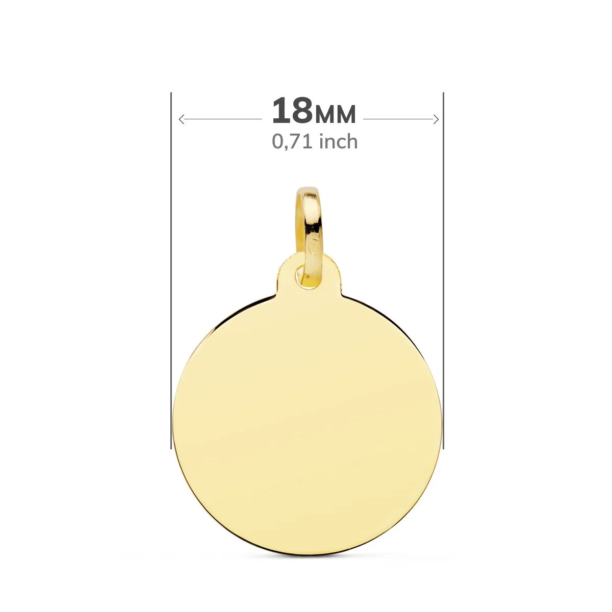 18K PLACA CHAPA DISCO ORO AMARILLO LISO BRILLO 18 MM — vista 2