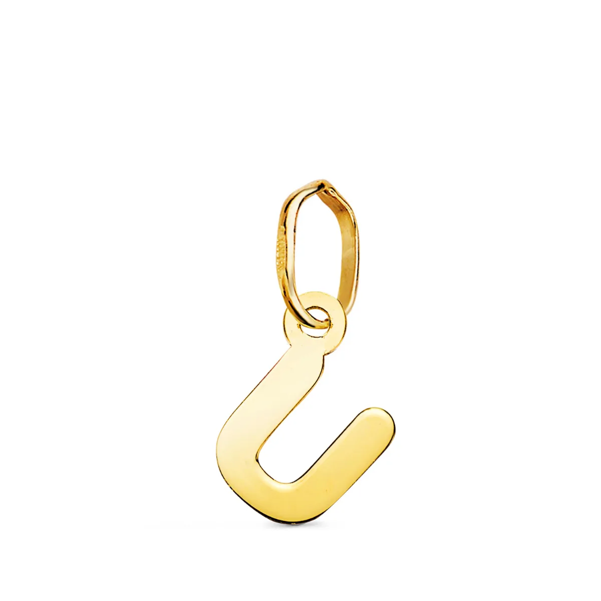 18K COLGANTE ORO AMARILLO LETRA " U " BRILLO. 9 X 6 MM
