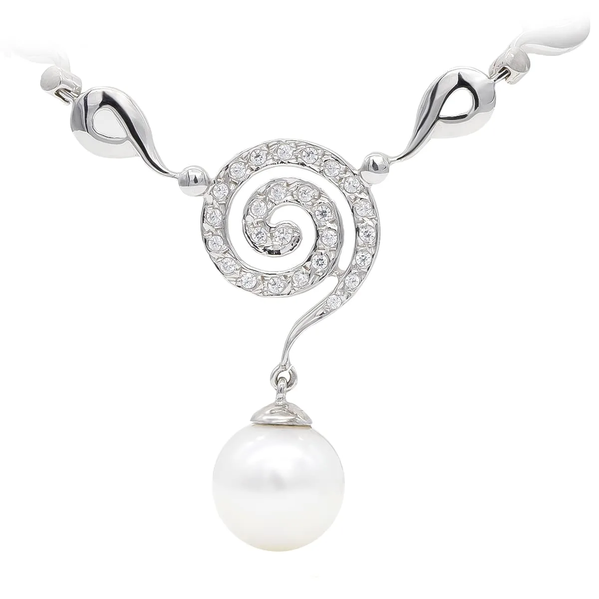 18K GARGANTILLA ORO BLANCO Y PERLA 10 MM