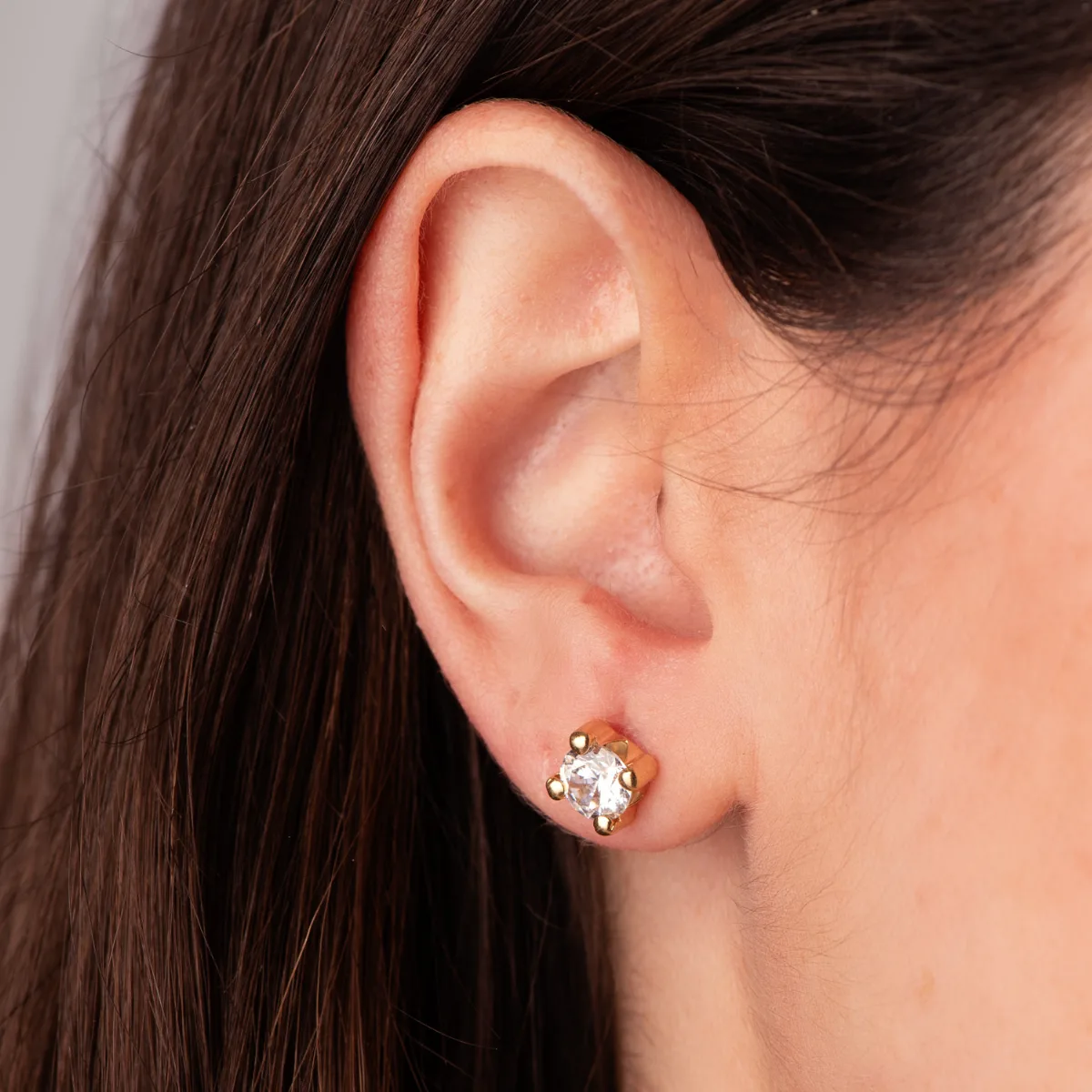 18K PENDIENTES ORO AMARILLO CIRCONITA 6MM CON 4 GARRAS. ANCHO: 6,5 MM. CIERRE PRESION — vista 2