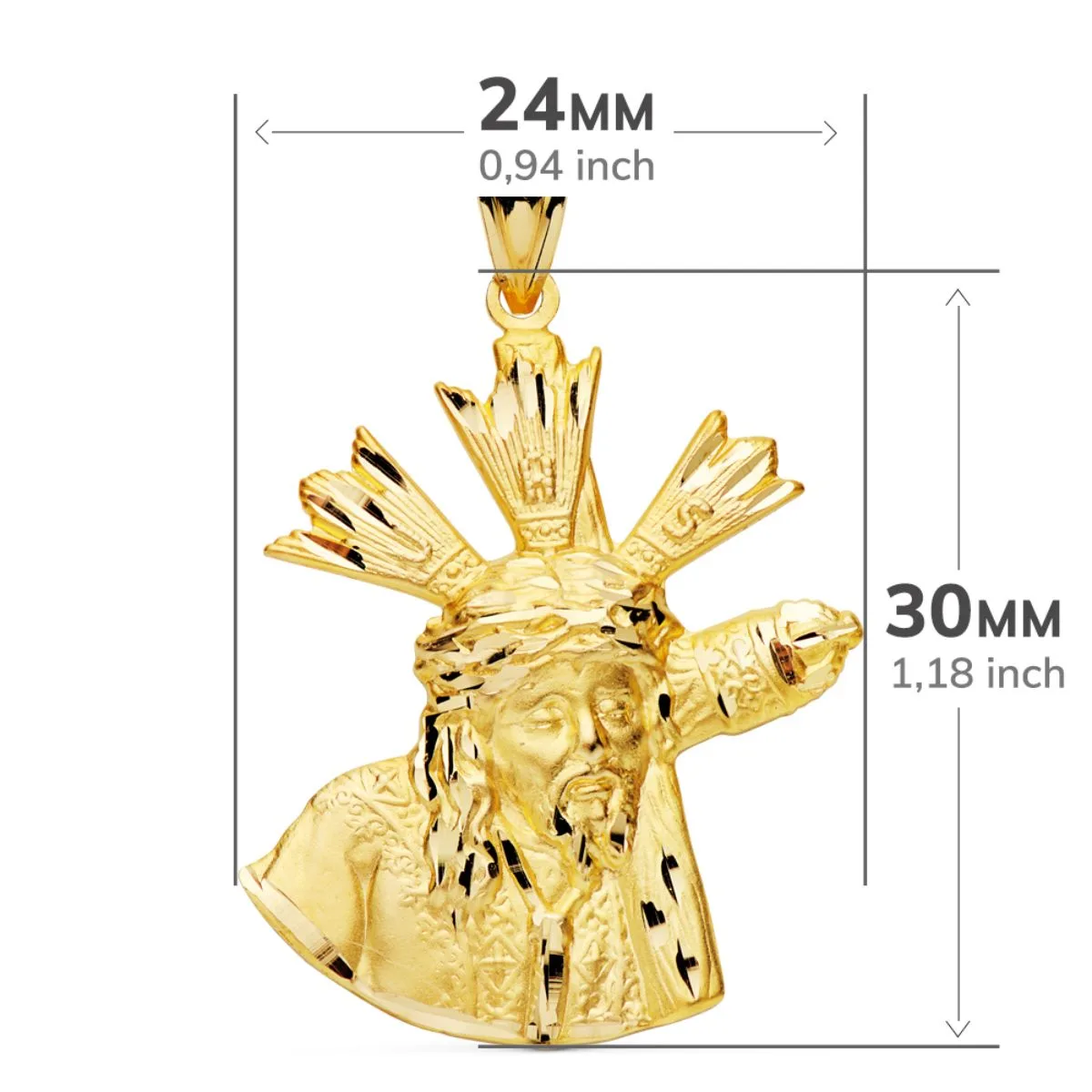 9K CRISTO GRAN PODER SILUETA ORO AMARILLO 28X24 MM — vista 2
