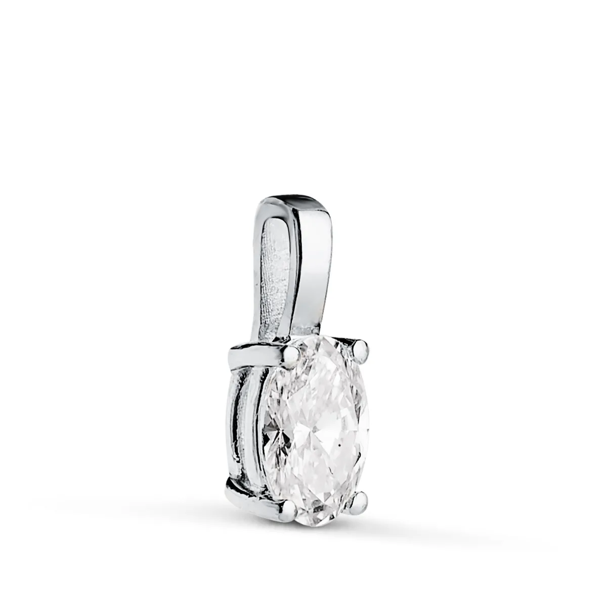 18K COLGANTE ORO BLANCO DIAMANTE LABORATORIO TALLA OVAL 6 X 4MM 0,426 QTES. G-VS1. MEDIDA: 10X4 MM