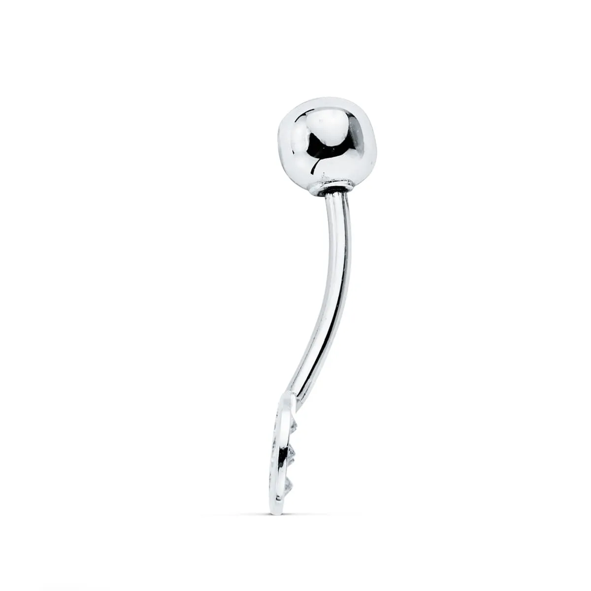 9K PIERCING OMBLIGO ORO BLANCO REDONDO CIRCONITA 6 MM CIERRE BOLA LISA 5 MM — vista 2