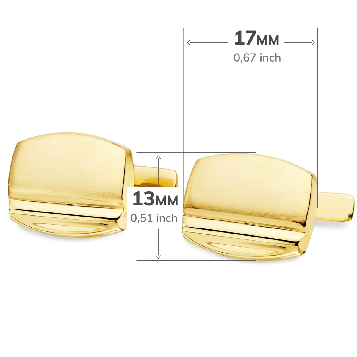 18K GEMELOS ORO AMARILLO TONEL MATE Y BRILLO 17X13 MM CIERRE RIGIDO OSCILANTE — vista 3