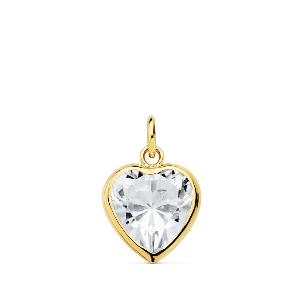 18K COLGANTE ORO AMARILLO CORAZON CIRCONITA 10X10 MM C. AMOR