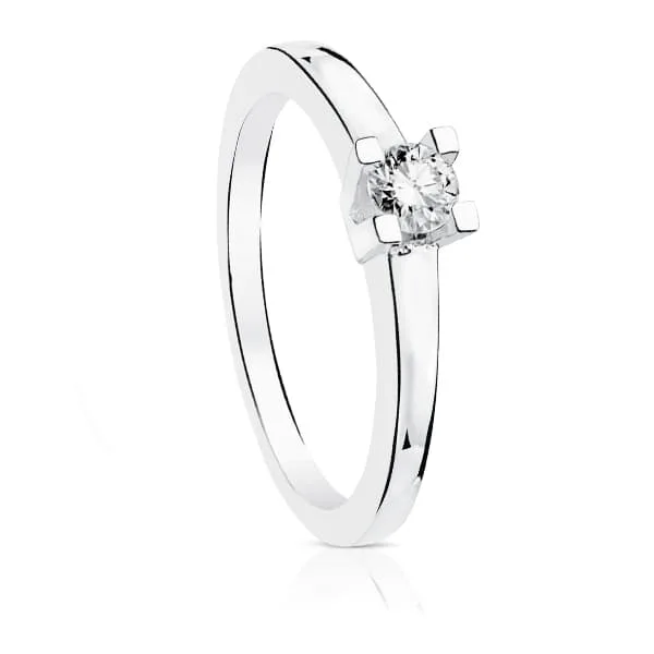 18K SOLITARIO ORO BLANCO DIAMANTE NATURAL TALLA BRILLANTE 0.200 QTS. SI-H