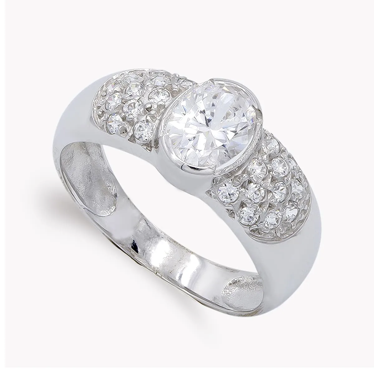 18K SORTIJA ORO BLANCO CON CIRCONITAS. ANCHO: 7 MM