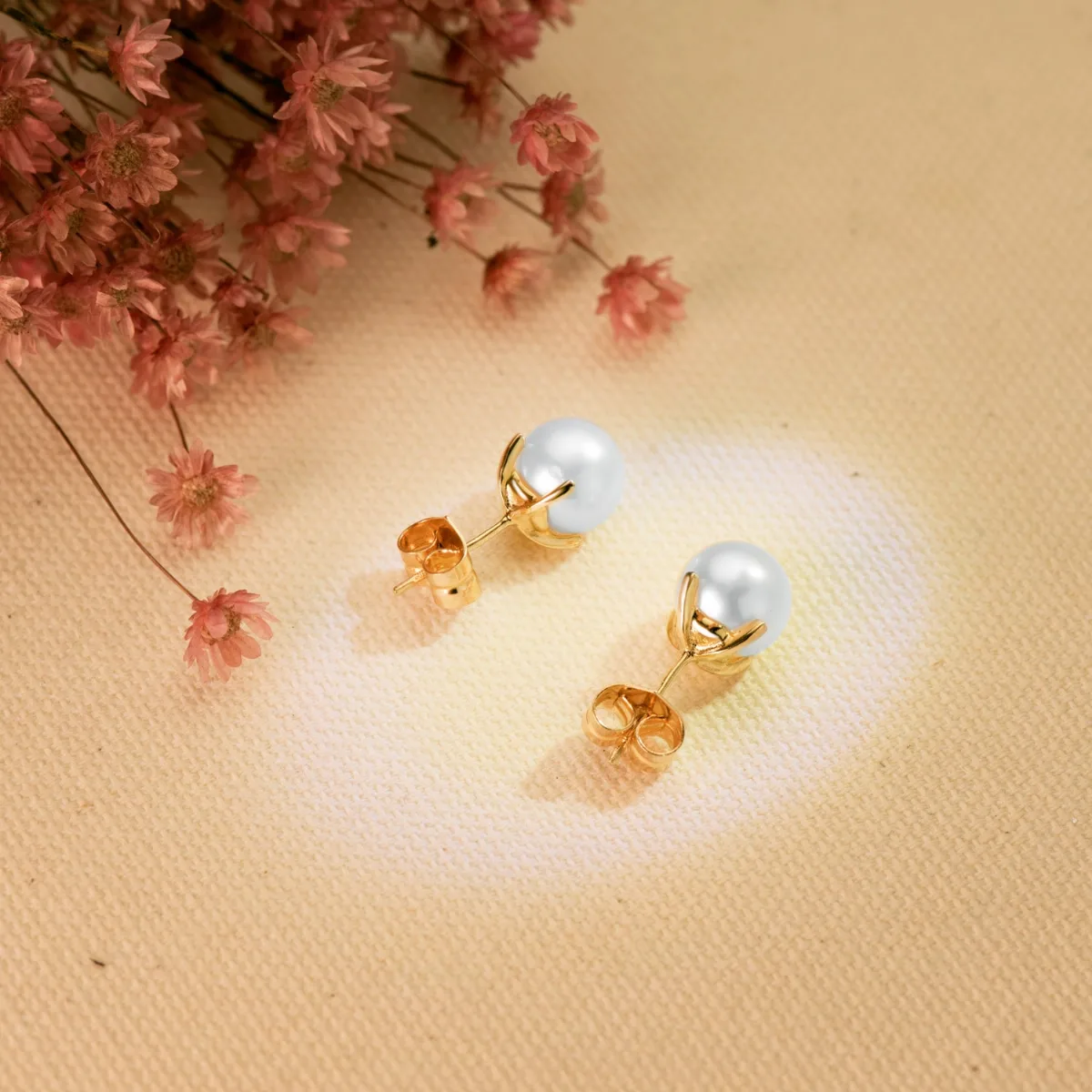 18K PENDIENTES ORO AMARILLO PERLA CULTIVADAS 8-8.5 MM CIERRE PRESION — vista 2