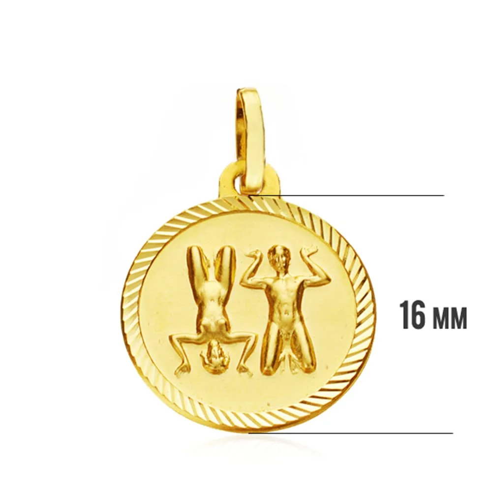 18K PLACA HOROSCOPO ORO AMARILLO GEMINIS 16 MM — vista 3