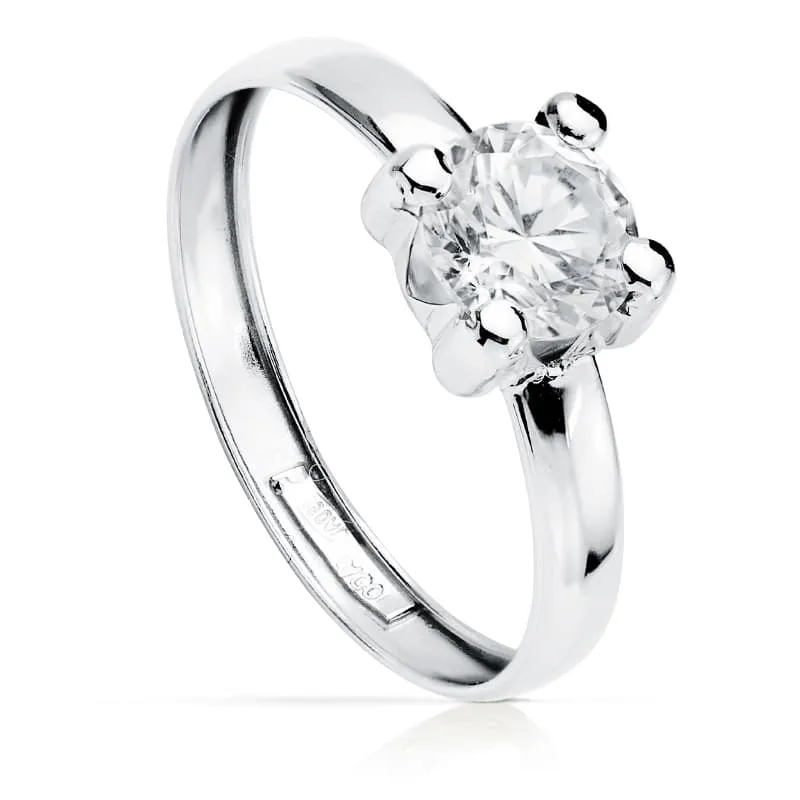 18K SOLITARIO ORO BLANCO CIRCONITA 6X6 MM
