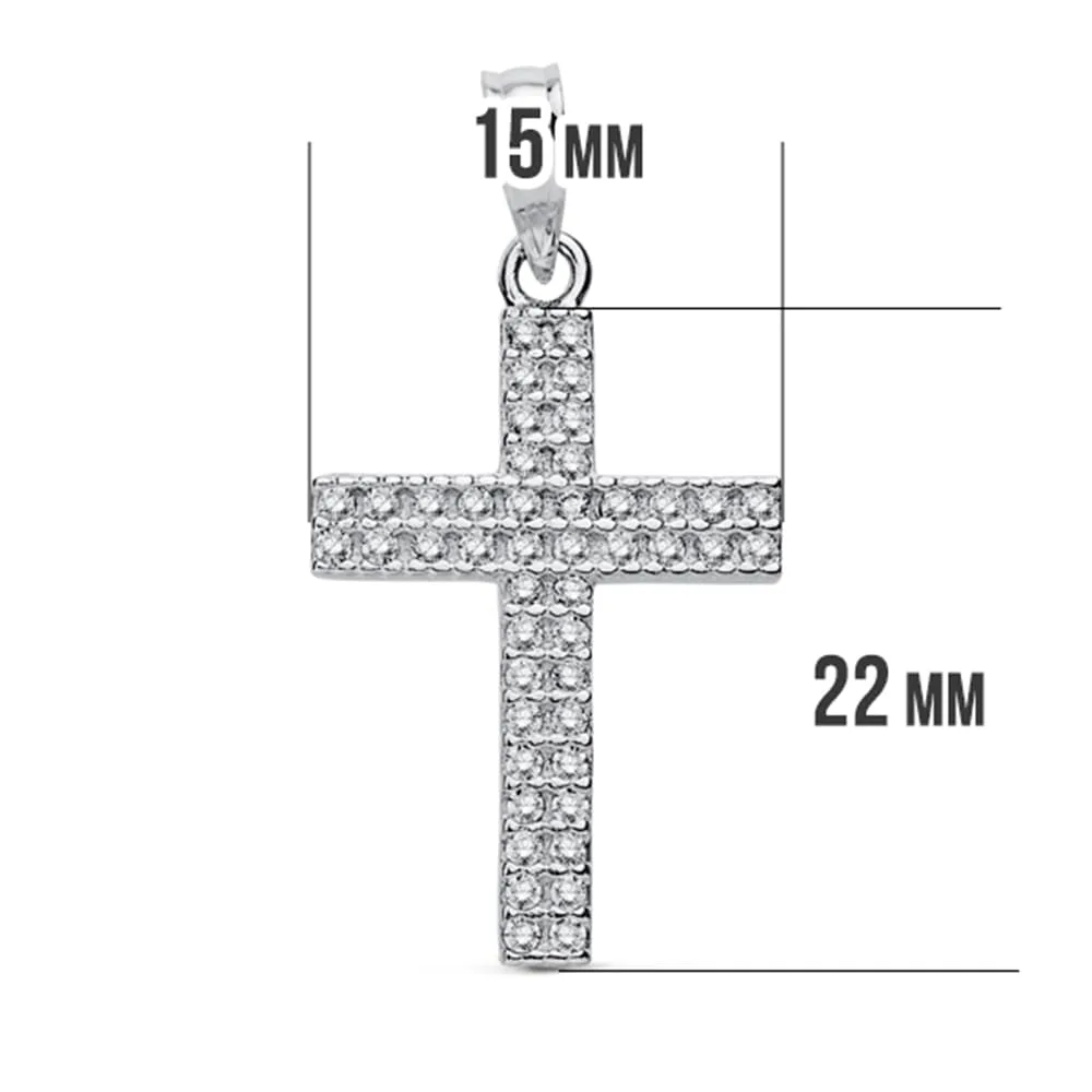 18K CRUZ ORO BLANCO CIRCONITA 24X15 MM — vista 2