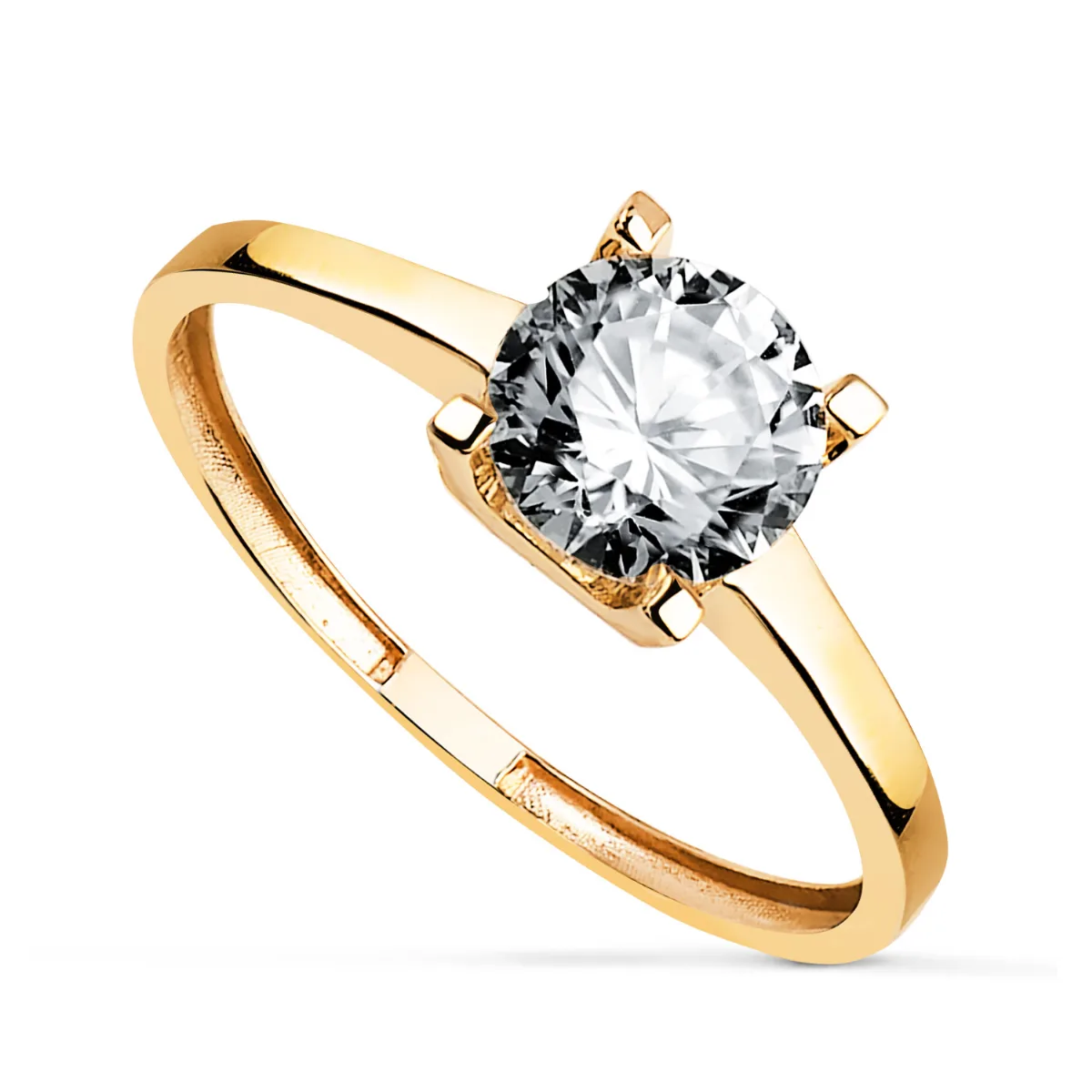 18K SOLITARIO ORO AMARILLO 4 GARRAS CON DIAMANTE LABORATORIO 1,03 QTES. TALLA BRILLANTE. D - VS2