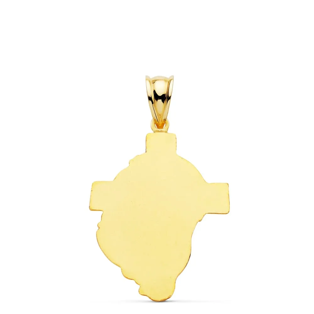 18K COLGANTE ORO AMARILLO CABEZA DE CRISTO CRUZ 31X21 MM — vista 2