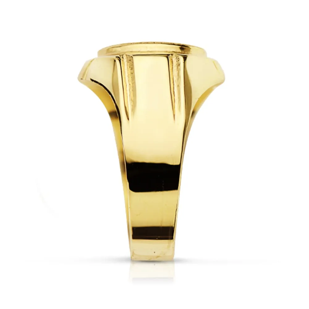 18K SELLO ORO AMARILLO HUECO TALLADO OVAL ZONA GRABADO 12 X 10.5 MM — vista 3