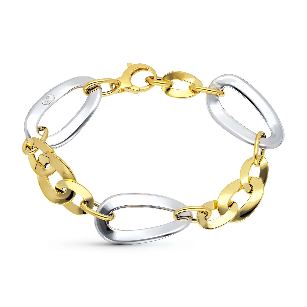 18K PULSERA ORO BICOLOR ESLABONES
