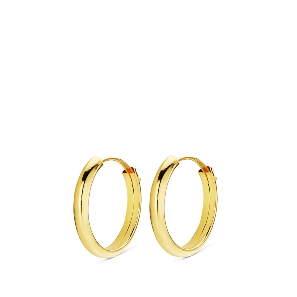 18K AROS ORO AMARILLO MEDIA CAÑA LISOS LIGEROS 14X2 MM — vista 2
