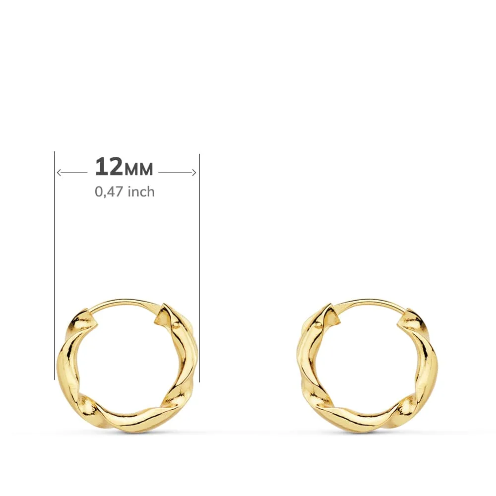 18K AROS ORO AMARILLO HUECOS RETORCIDOS. 12X2 MM — vista 2