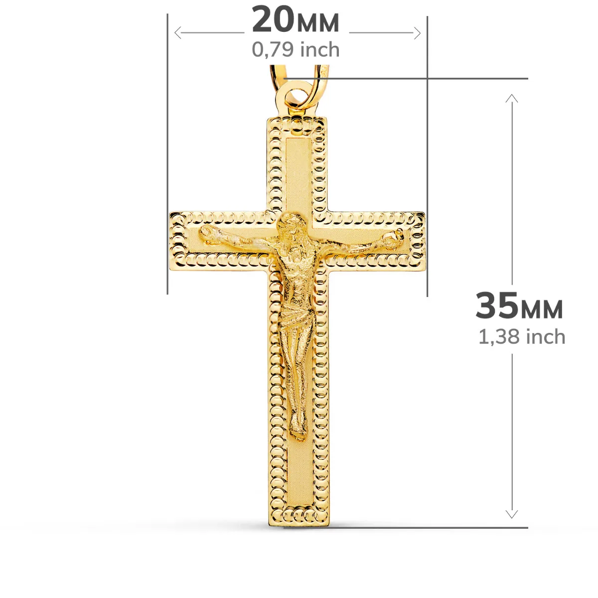 18K CRUZ ORO AMARILLO CON CRISTO TALLADA 35X20 MM — vista 3