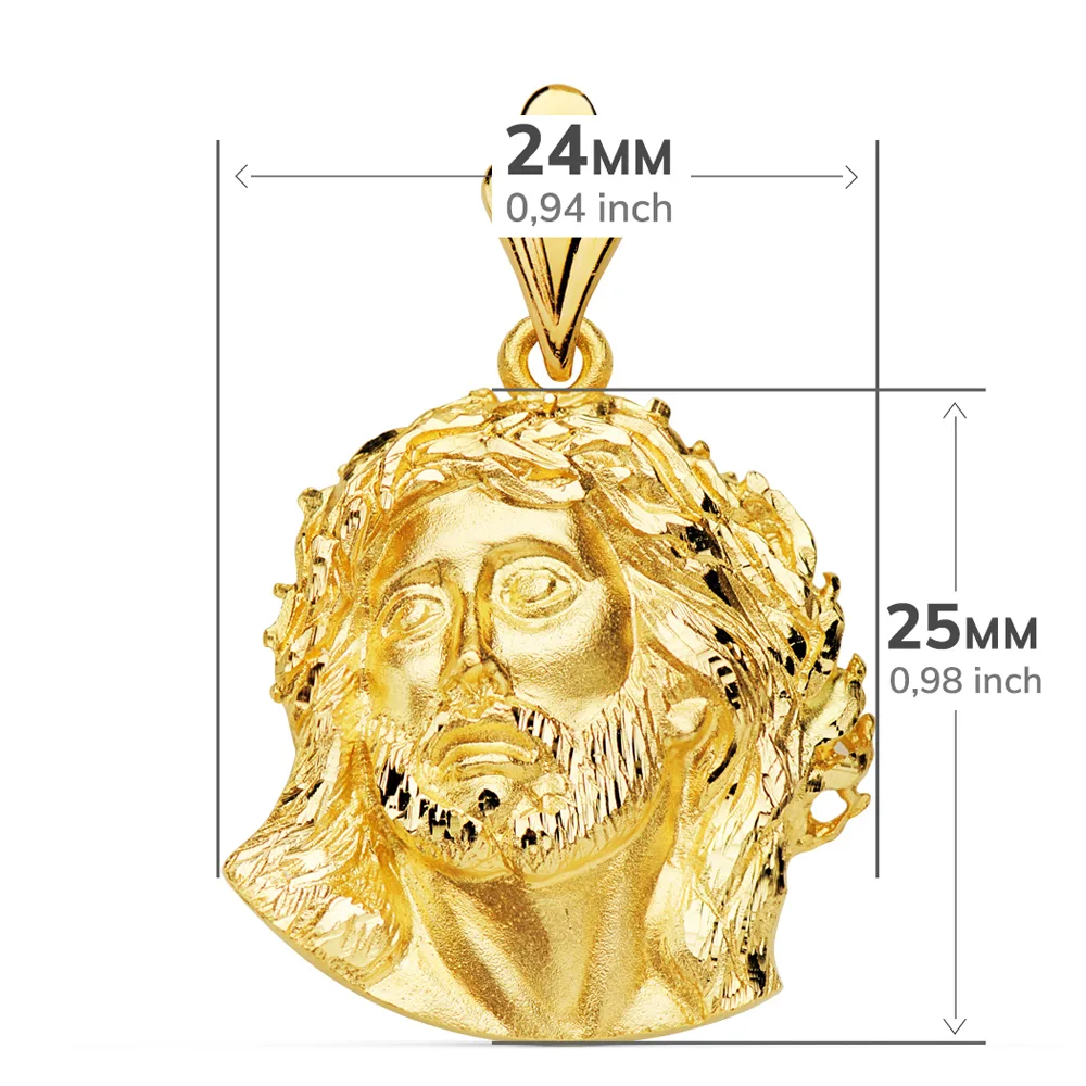 18K COLGANTE ORO AMARILLO CABEZA DE CRISTO DE MURILLO 25X24 MM — vista 3