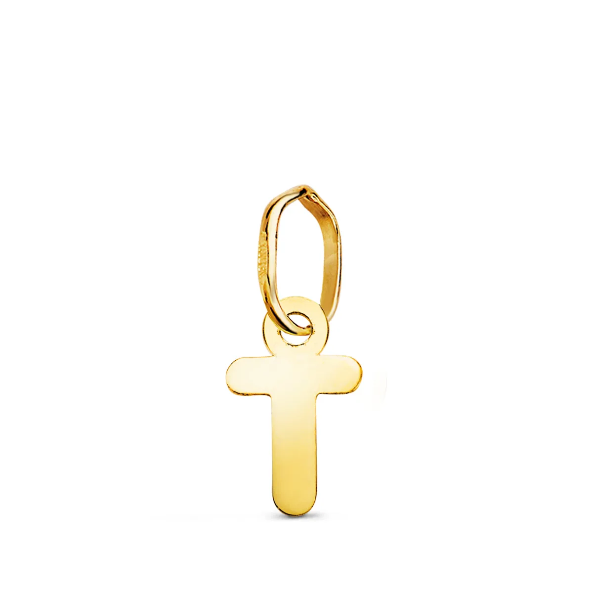 18K COLGANTE ORO AMARILLO LETRA " T " BRILLO. 8.3 X 5 MM