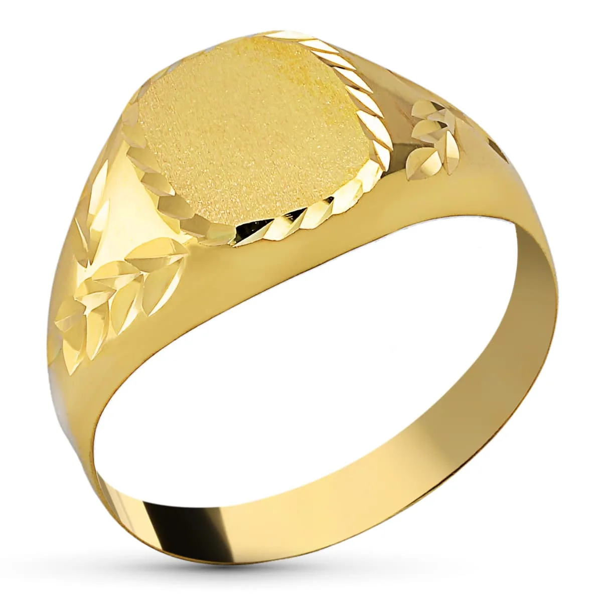9K SELLO ORO AMARILLO CADETE HUECO TALLADO. ZONA GRABADO: 8 X 7 MM