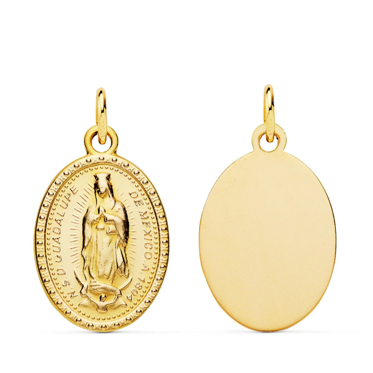 9K MEDALLA ORO AMARILLO VIRGEN DE GUADALUPE OVAL MATIZADDA 18X14 MM