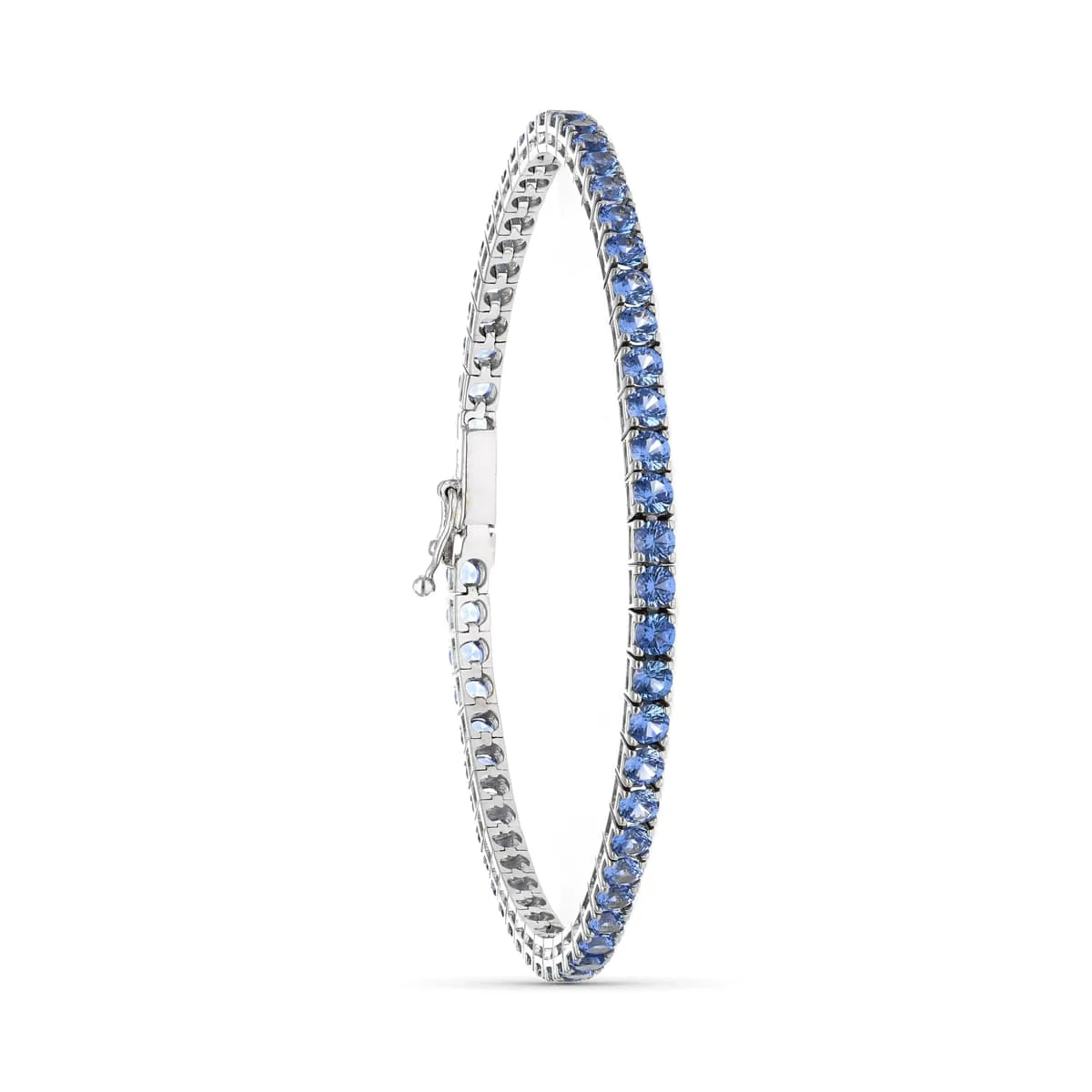 18K PULSERA ORO BLANCO PIEDRAS AZULES 19CM