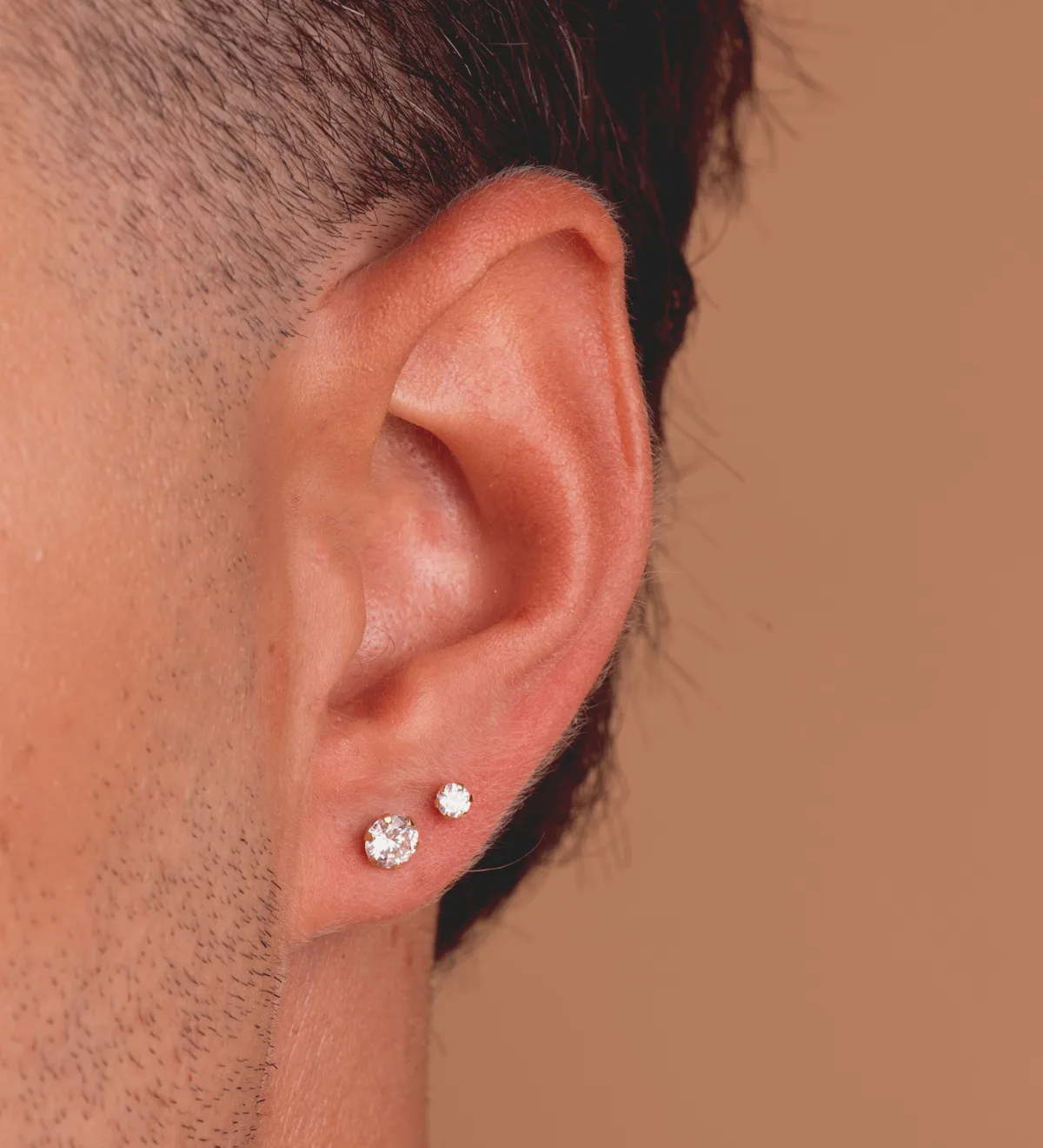 18K PENDIENTES ORO AMARILLO 6 GARRAS CON CIRCONITA. ANCHO: 5 MM CIERRE TUERCA — vista 2