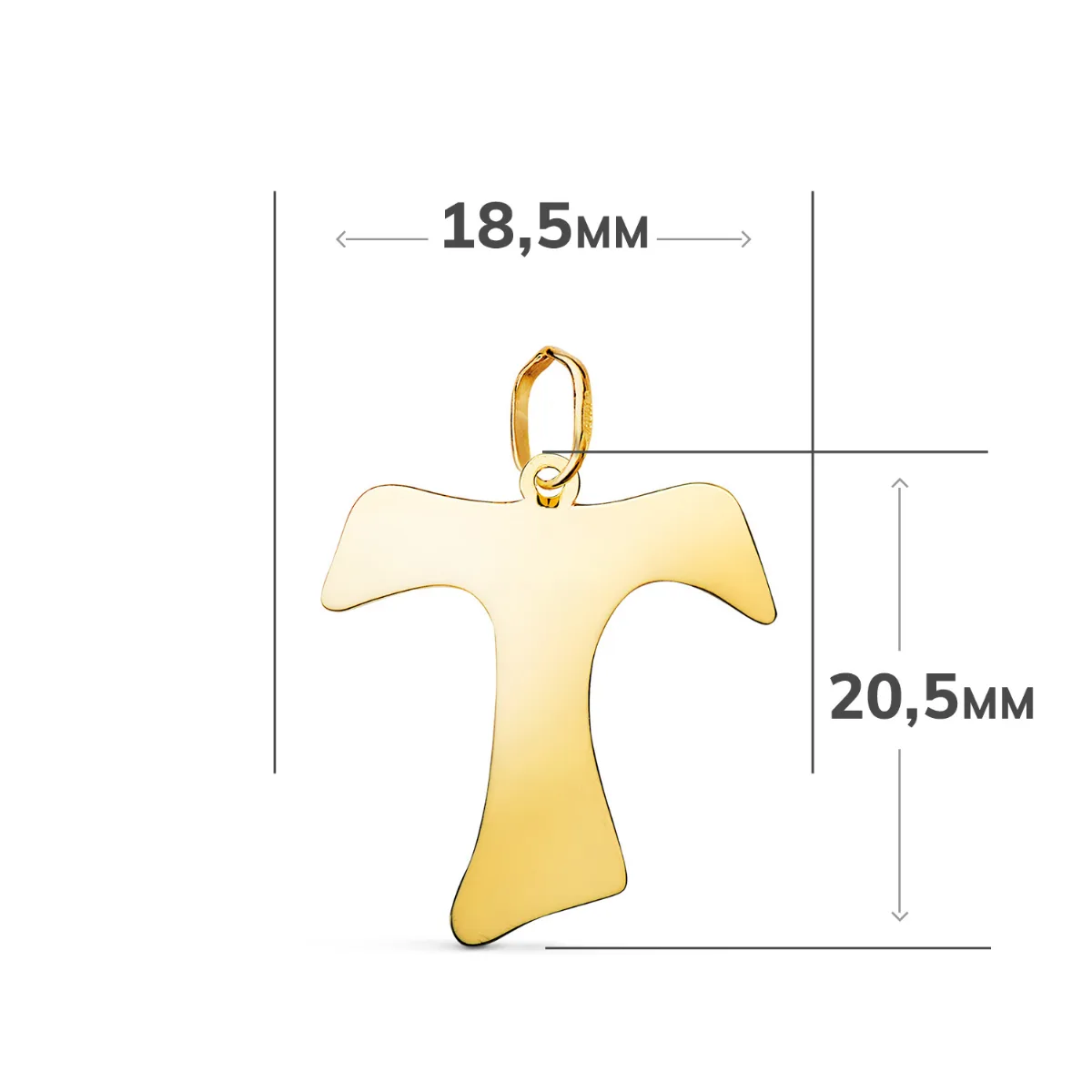 18K COLGANTE ORO AMARILLO CRUZ TAU DE SAN FRANCISCO EN BRILLO. MEDIDA: 20,5 X 18,5 MM — vista 2