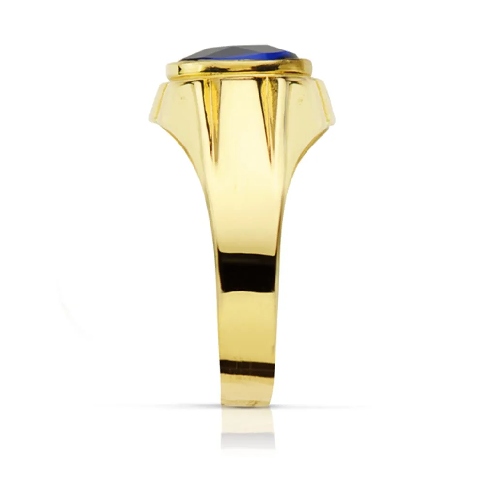 18K SELLO ORO AMARILLO CABALLERO PIEDRA OVAL ZAFIRO SPINEL 10 X8 MM — vista 2