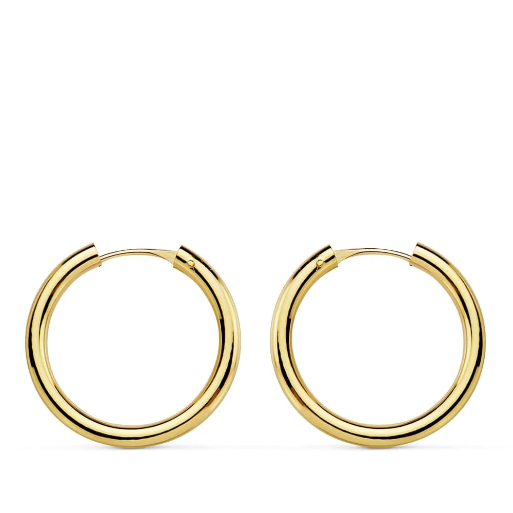 18K AROS ORO AMARILLO REDONDOS LISOS LIGEROS 18X2 MM