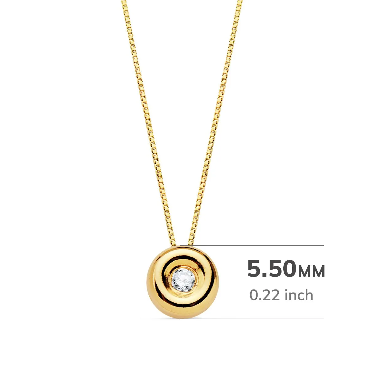 18K GARGANTILLA ORO AMARILLO CHATON 5,5 MM DIAMANTE LABORATORIO 1,70MM 0,020 QTS. G-VS2. CADENA 42CM — vista 2