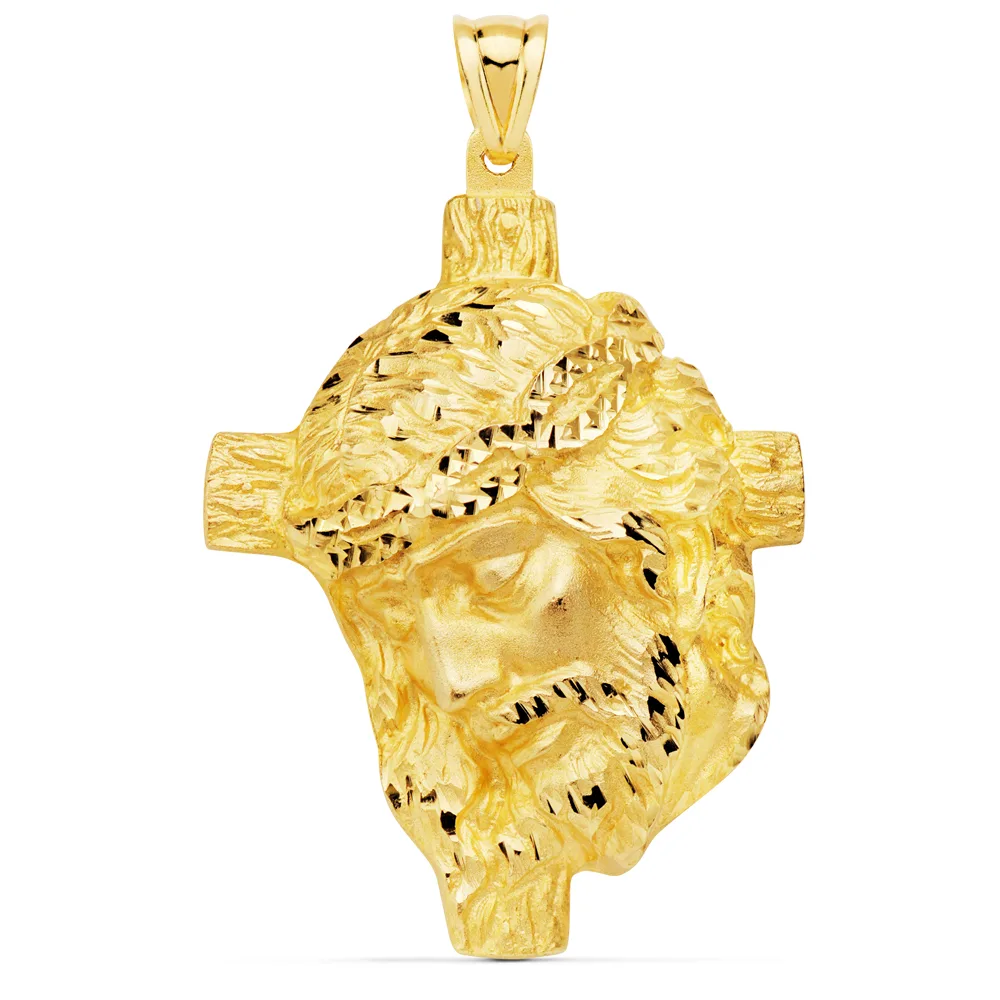 18K COLGANTE ORO AMARILLO CABEZA DE CRISTO  FUNDIDO 48X38 MM