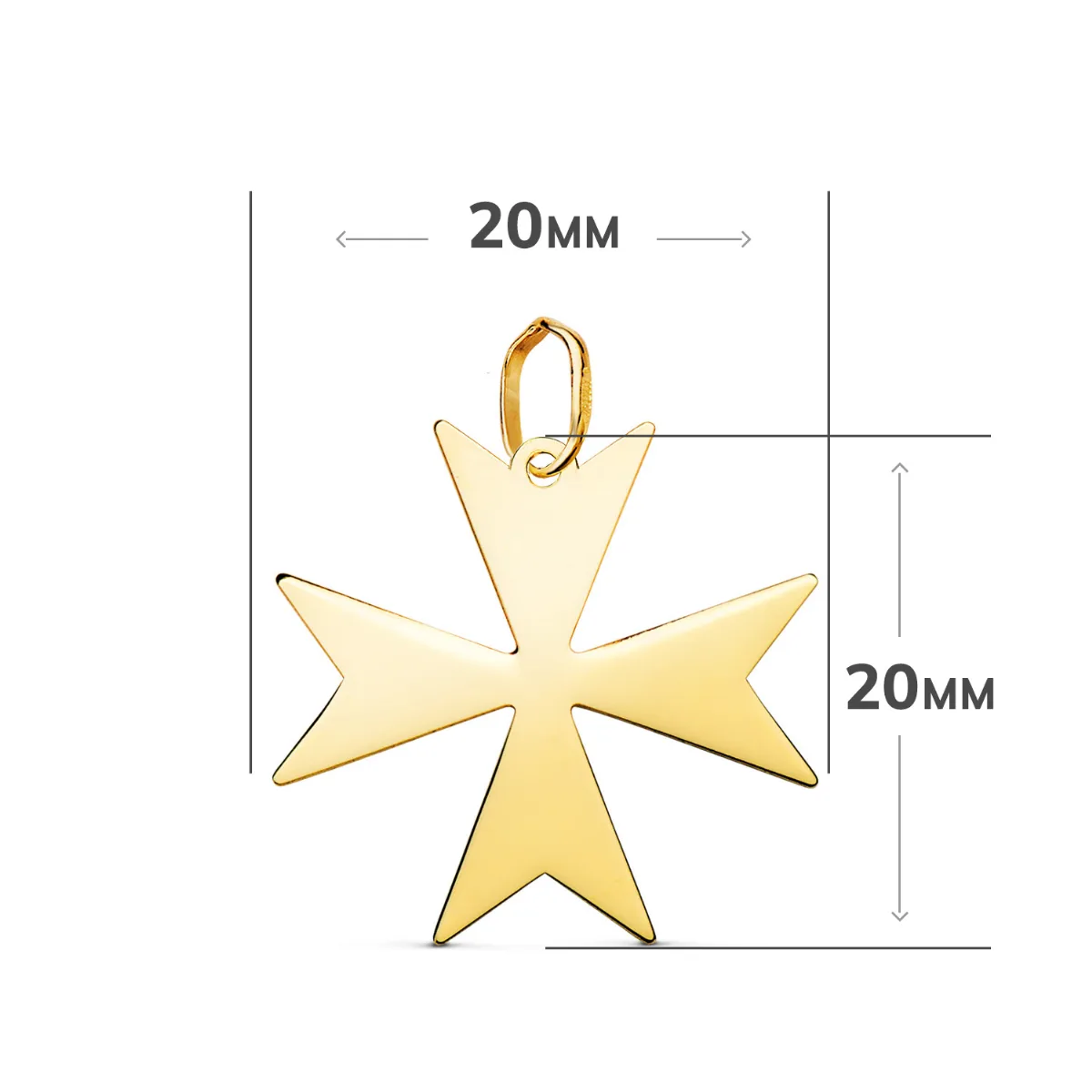 18K COLGANTE ORO AMARILLO CRUZ DE MALTA EN BRILLO. MEDIDA: 20 X 20 MM — vista 2