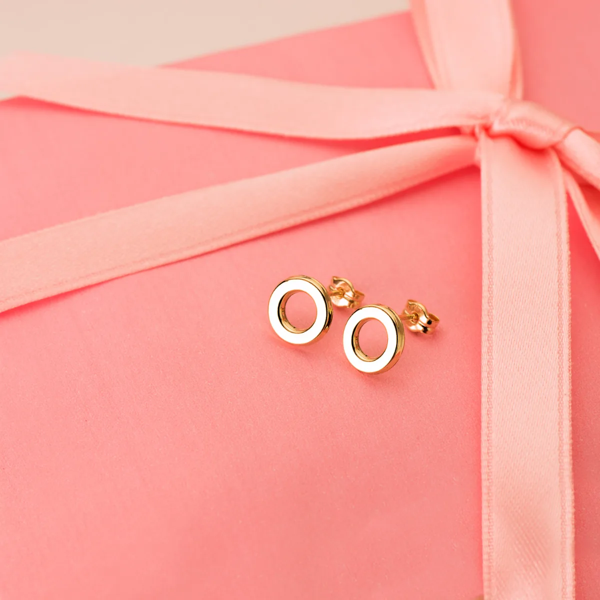 18K PENDIENTES ORO AMARILLO CIRCULO EN BRILLO 9 MM. CIERRE PRESION — vista 2