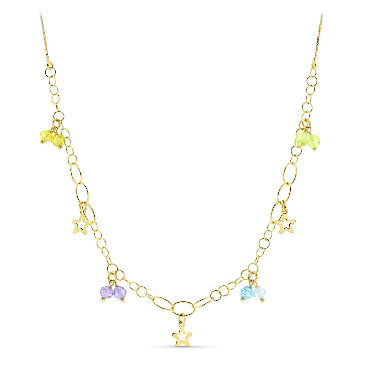 18K GARGANTILLA ORO AMARILLO PIEDRAS COLOR