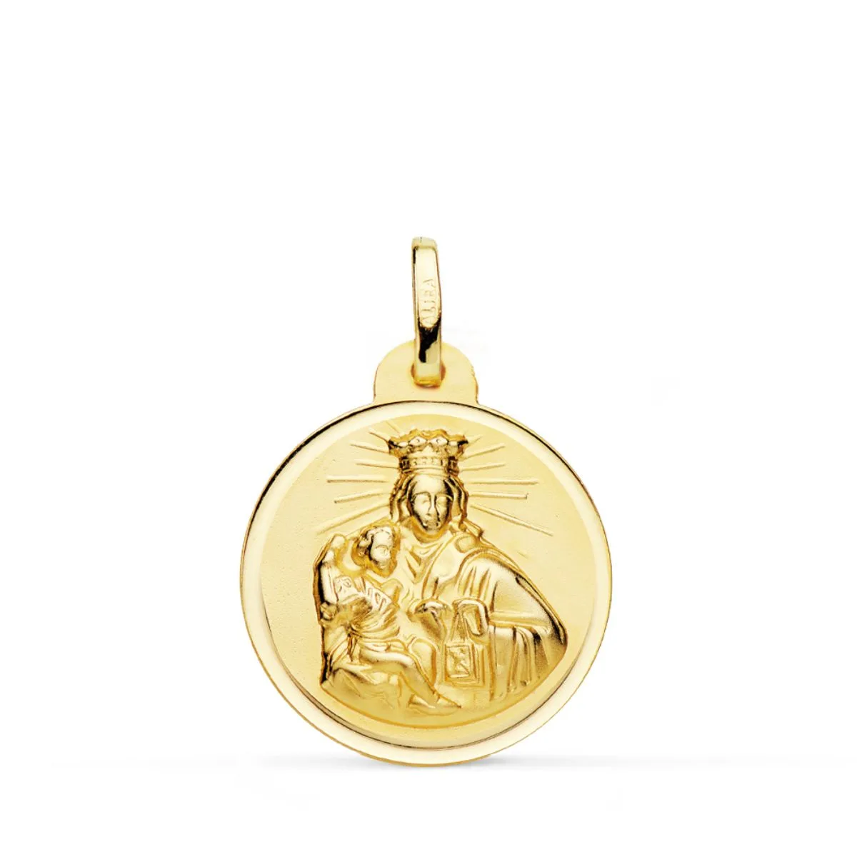 18K MEDALLA ORO AMARILLO VIRGEN MARIA DEL CARMEN 24 MM